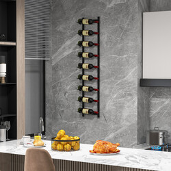 Vinhylla väggmonterad för 9 flaskor i svart metall 22 x 13,5 x 109 cm