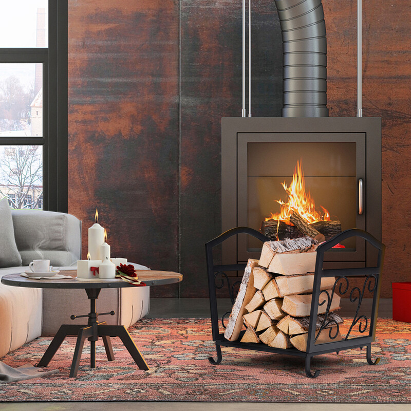 Kompakt vedhållare i metall med eleganta mönster och upphöjda fötter svart