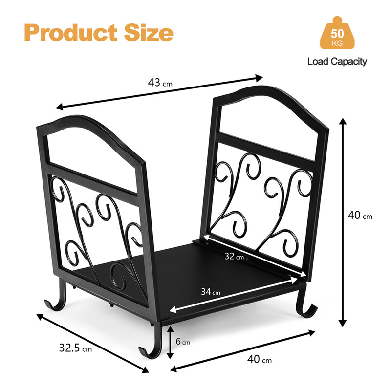 Kompakt vedhållare i metall med eleganta mönster och upphöjda fötter svart