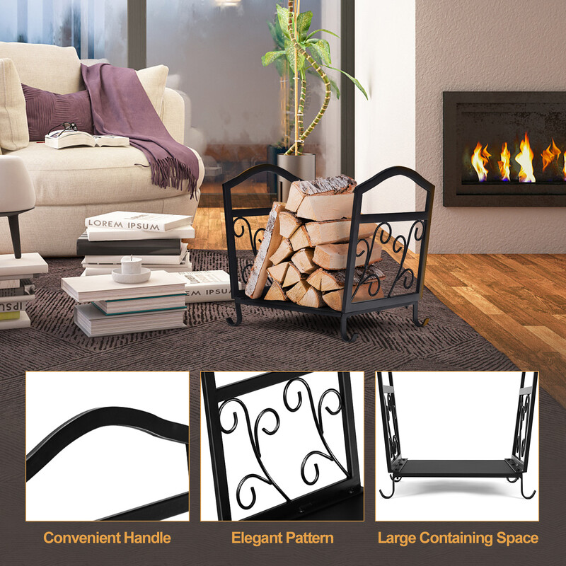 Kompakt vedhållare i metall med eleganta mönster och upphöjda fötter svart