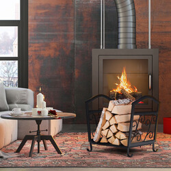 Kompakt vedhållare i metall med eleganta mönster och upphöjda fötter svart