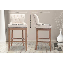 Elegant barstol med quiltad tygklädsel och gummiträram