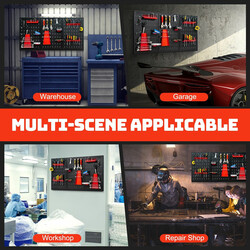 Verktygsvägg med 25 tillbehör, hållbart förvaringssystem i stål, 120 x 60 cm