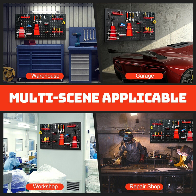 Verktygsvägg med 25 tillbehör, hållbart förvaringssystem i stål, 120 x 60 cm