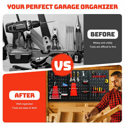 Verktygsvägg med 25 tillbehör, hållbart förvaringssystem i stål, 120 x 60 cm