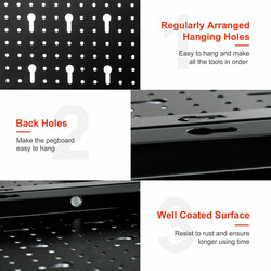 Verktygsvägg med 25 tillbehör, hållbart förvaringssystem i stål, 120 x 60 cm