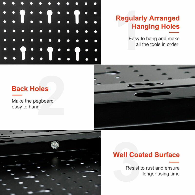 Verktygsvägg med 25 tillbehör, hållbart förvaringssystem i stål, 120 x 60 cm