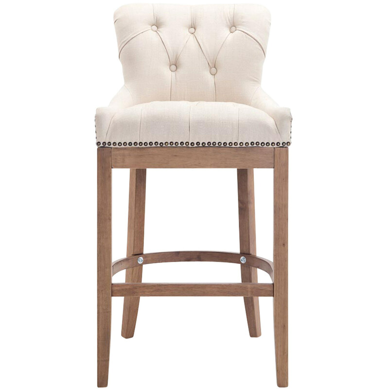 Elegant barstol med quiltad tygklädsel och gummiträram