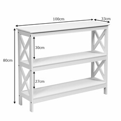 Konsolbord i industridesign med hylla, vit, 100 x 33 x 80 cm, hållbar och stabil