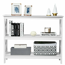 Konsolbord i industridesign med hylla, vit, 100 x 33 x 80 cm, hållbar och stabil