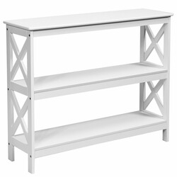 Konsolbord i industridesign med hylla, vit, 100 x 33 x 80 cm, hållbar och stabil