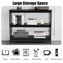 Konsolbord i industriell design med förvaring, svart MDF, 100 x 33 x 80 cm