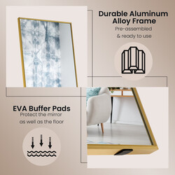 Elegant och säker helkroppsspegel 160x40 cm i guld med brudsäkert glas