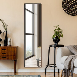 Helkroppsspegel 160x40 cm med säkerhetsglas, svart ram, stående eller väggmontering