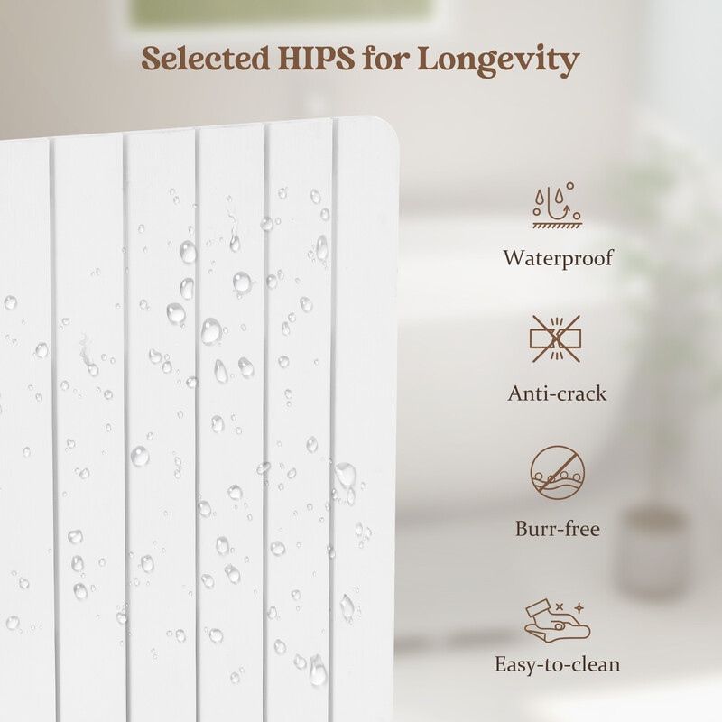 Vit badrumsmatta i HIPS-material, halkfri och korrosionsbeständig, 55 x 34 cm, 150 kg belastning