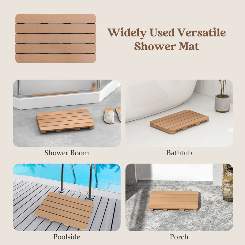 Badrumsmatta i HIPS-material, halkfri och korrosionsbeständig, brun, 55 x 34 cm, 150 kg belastning