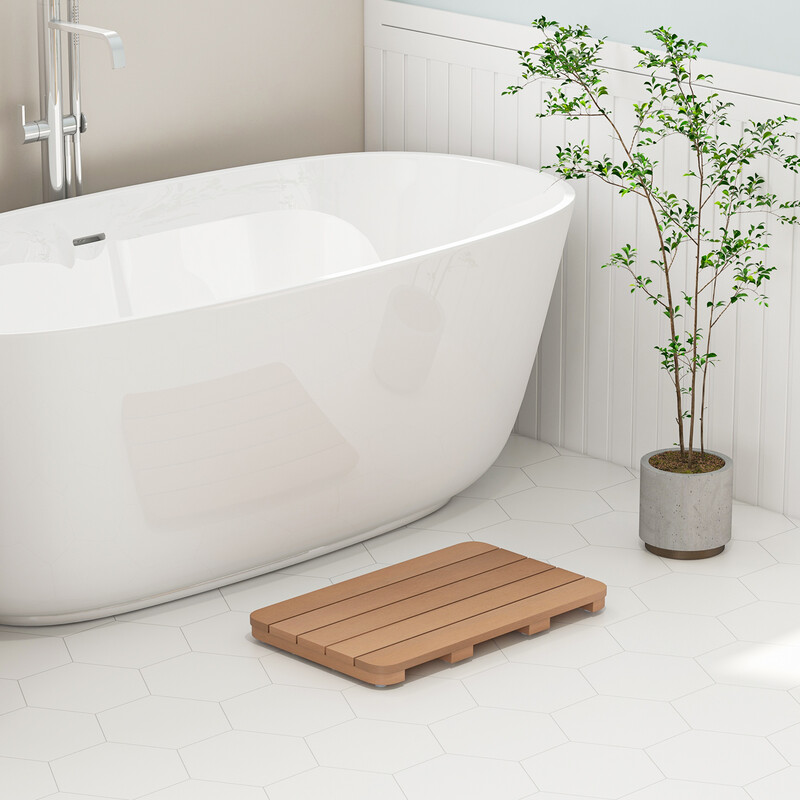 Badrumsmatta i HIPS-material, halkfri och korrosionsbeständig, brun, 55 x 34 cm, 150 kg belastning