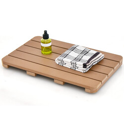 Badrumsmatta i HIPS-material, halkfri och korrosionsbeständig, brun, 55 x 34 cm, 150 kg belastning