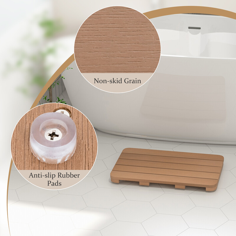 Badrumsmatta i HIPS-material, halkfri och korrosionsbeständig, brun, 55 x 34 cm, 150 kg belastning