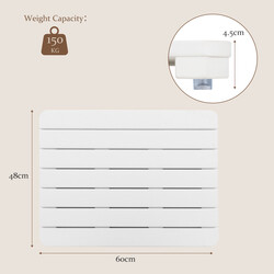 Vit badrumsmatta i HIPS-plast, halkfri och korrosionsbeständig, 60x48 cm, maxbelastning 150 kg