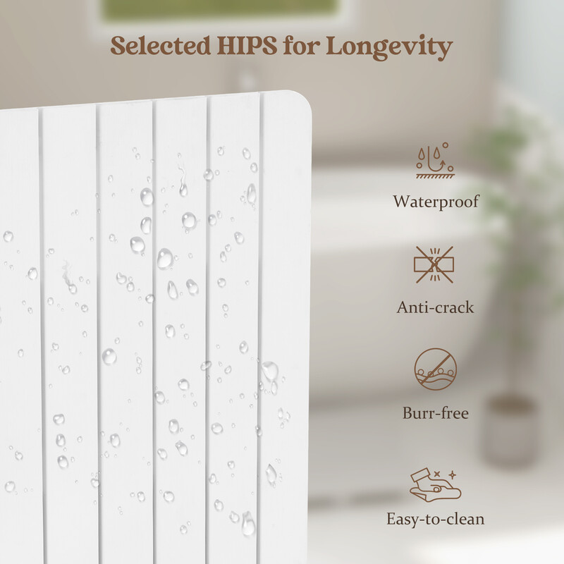Vit badrumsmatta i HIPS-plast, halkfri och korrosionsbeständig, 60x48 cm, maxbelastning 150 kg
