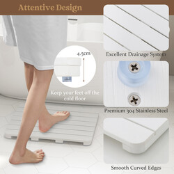 Vit badrumsmatta i HIPS-plast, halkfri och korrosionsbeständig, 60x48 cm, maxbelastning 150 kg