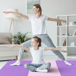 Vikbar gymnastikmatta med handtag och halkfri yta för träning 180 x 60 x 5 cm