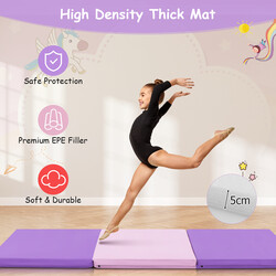 Vikbar gymnastikmatta med handtag och halkfri yta för träning 180 x 60 x 5 cm