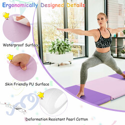 Vikbar gymnastikmatta med handtag och halkfri yta för träning 180 x 60 x 5 cm