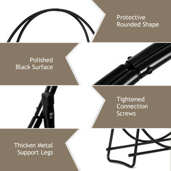 Vedställ i metall för inomhus- och utomhusbruk, svart, enkel montering, 95x33x104 cm