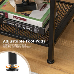 Sidobord med förvaringsfack och metallgallerhylla i lantlig design 40 x 40 x 57,5 cm