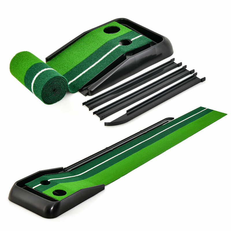 Golfträningsmatta med automatisk bollretur och två hål för precisionsövning