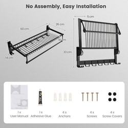 Fällbar handdukshållare med justerbar stång och flyttbara krokar för badrum