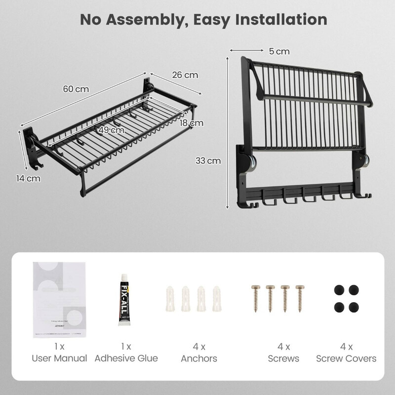 Fällbar handdukshållare med justerbar stång och flyttbara krokar för badrum