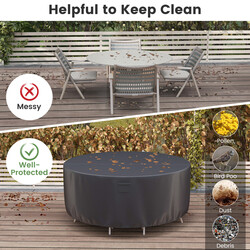 Runt svart möbelskydd för terrass 183 cm med ventilationshål och justerbara dragsnören