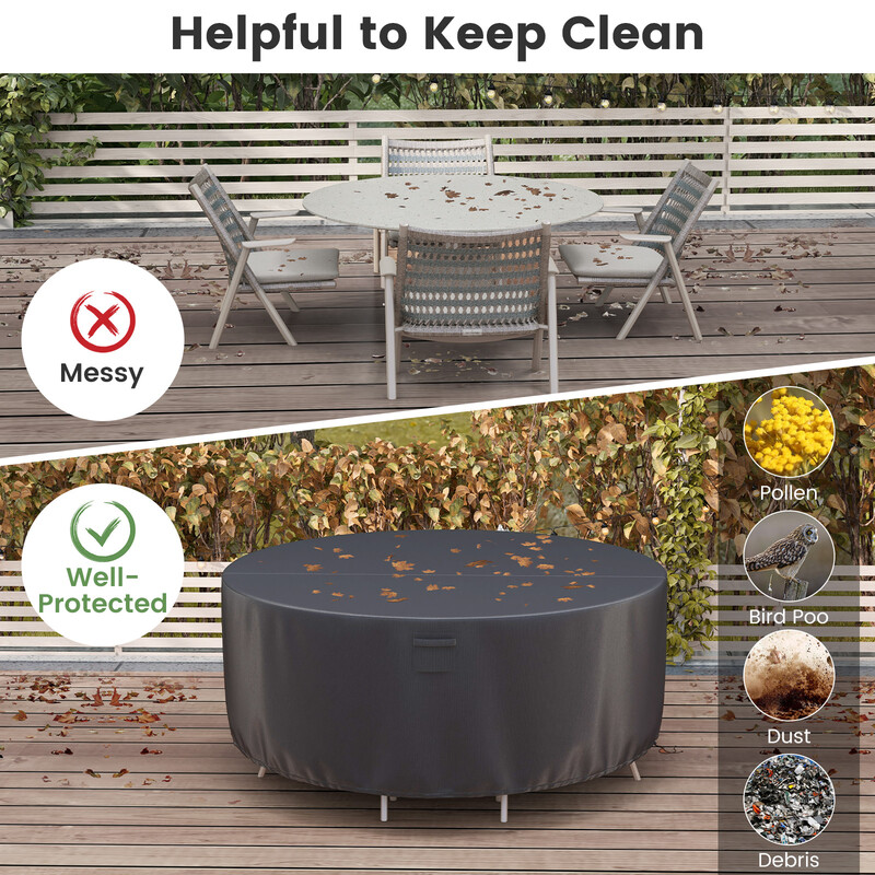 Runt svart möbelskydd för terrass 183 cm med ventilationshål och justerbara dragsnören