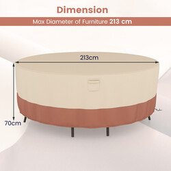 Runt terrassmöbelskydd 213 cm med ventilationsöppningar, spännen och dragsnören i beige