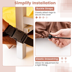 Runt terrassmöbelskydd 213 cm med ventilationsöppningar, spännen och dragsnören i beige