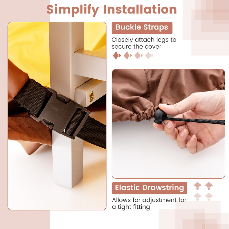 Runt terrassmöbelskydd 213 cm med ventilationsöppningar, spännen och dragsnören i beige