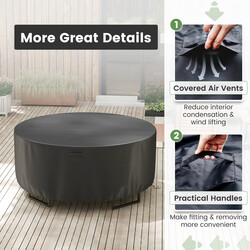 Runt svart överdrag för utemöbler med ventilation och justerbara dragsnören, Ø 213 cm