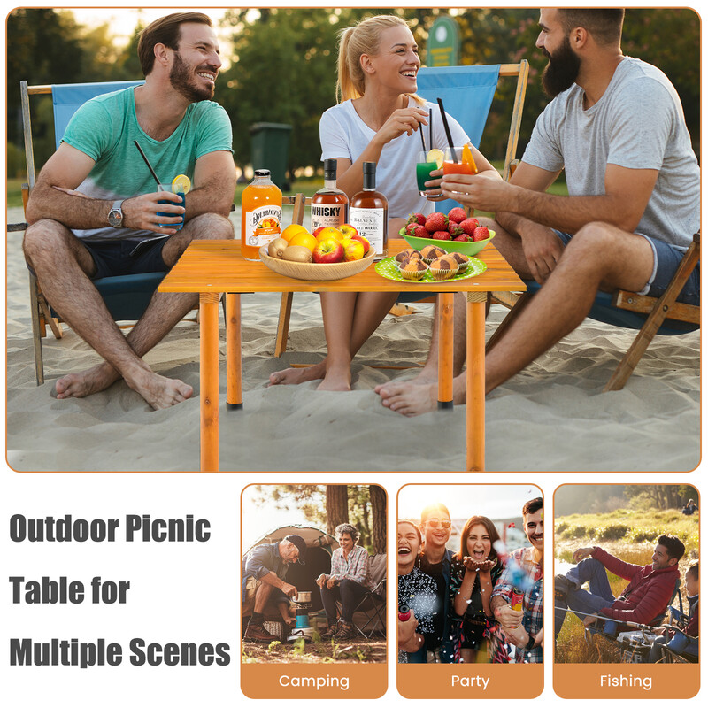 Hopfällbart campingbord med bärväska för strand, picknick och fiskeutflykter i naturen