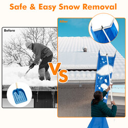 Snöraka med justerbar längd, praktiska hjul och halkfritt grepp för takrengöring