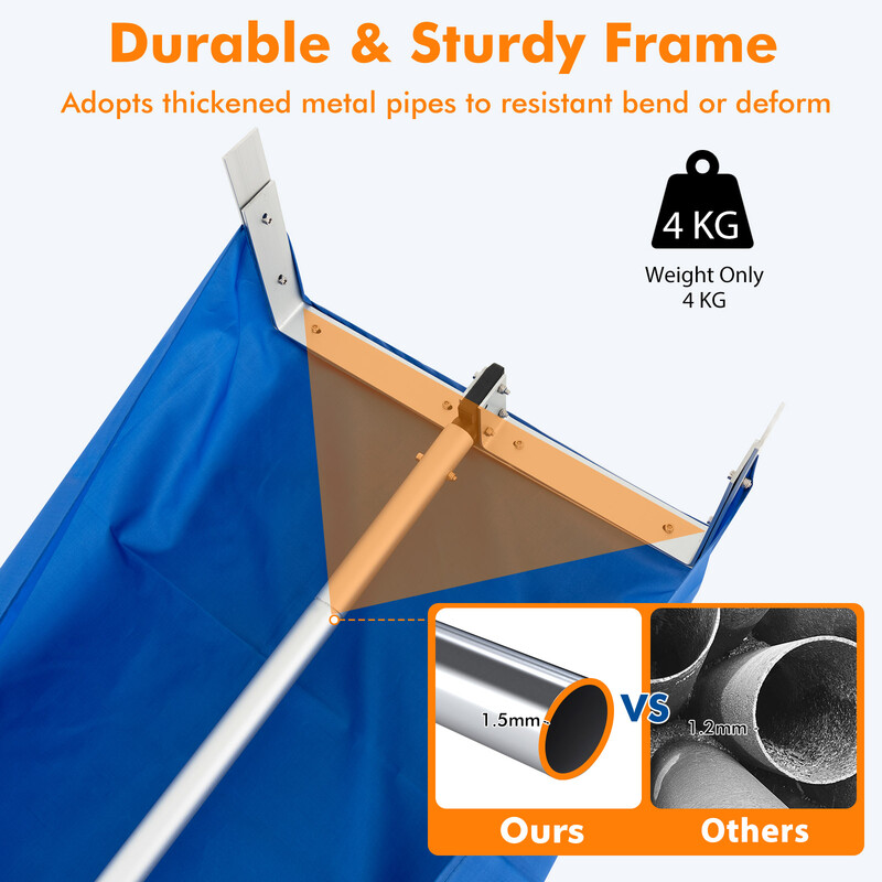 Snöraka med justerbar längd, praktiska hjul och halkfritt grepp för takrengöring