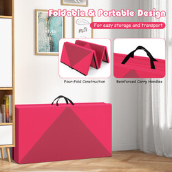 Vikbar rosa träningsmatta för yoga och gymnastik 240 x 117 x 5 cm