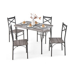 Matgrupp för 4 personer med modernt bord och stolar i grått och svart