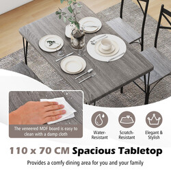 Matgrupp för 4 personer med modernt bord och stolar i grått och svart