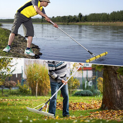 Flytande ogräskratta med justerbart skaft och vikbart huvud för sjöar och trädgårdar