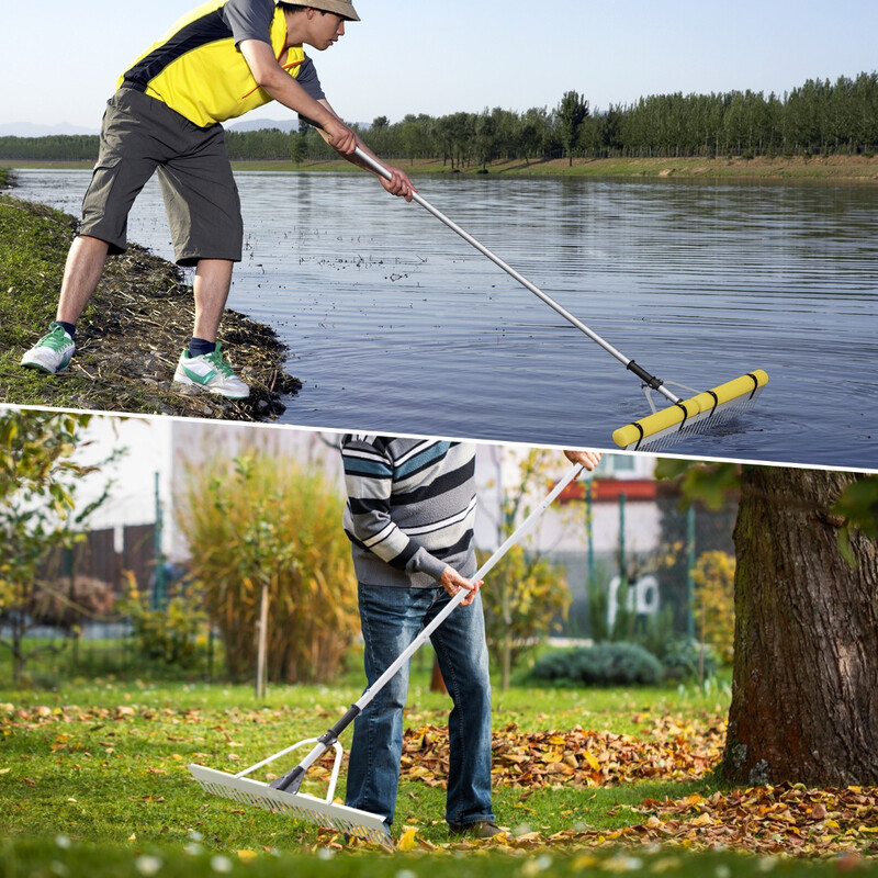 Flytande ogräskratta med justerbart skaft och vikbart huvud för sjöar och trädgårdar