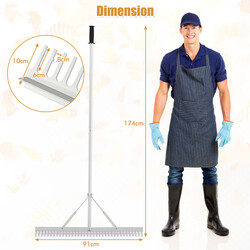 Hållbar aluminiumräfsa med 91 cm brett huvud för trädgårdsarbete och landskapsutformning