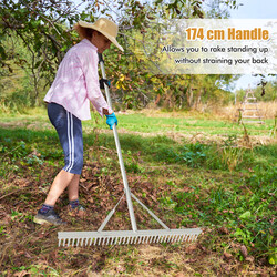 Hållbar aluminiumräfsa med 91 cm brett huvud för trädgårdsarbete och landskapsutformning
